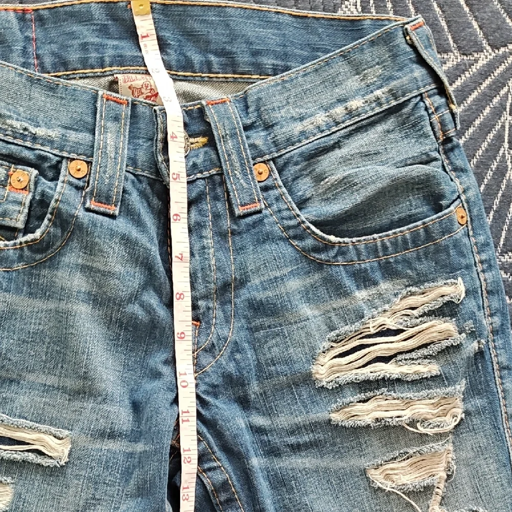 Tru Religion 💙 Distressed Women's Blue Jeans 16'' - Picture 8 of 10